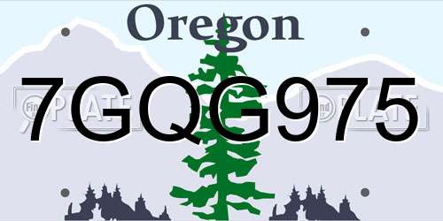 7GQG975 Oregon License Plate