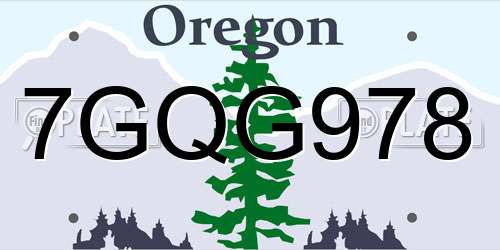 7GQG978 Oregon License Plate