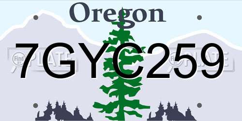 7GYC259 Oregon License Plate