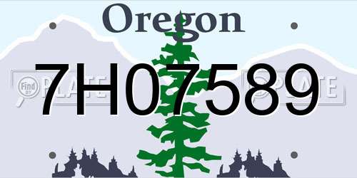 7H07589 Oregon License Plate