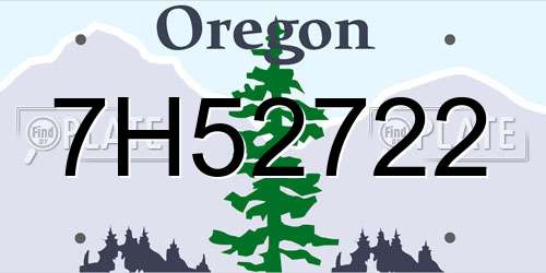7H52722 Oregon License Plate