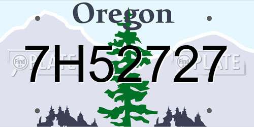 7H52727 Oregon License Plate