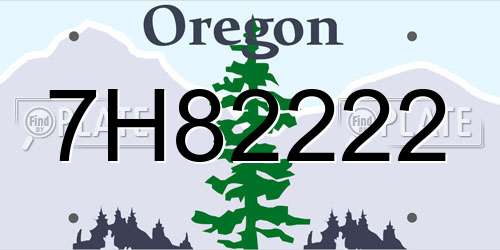 7H82222 Oregon License Plate