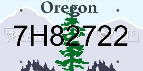 7H82722 Oregon License Plate