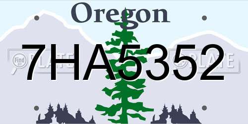 7HA5352 Oregon License Plate