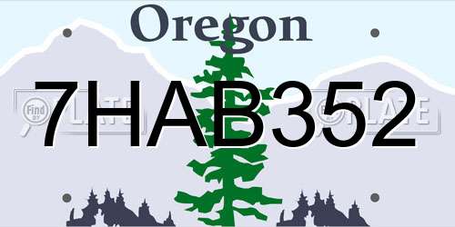 7HAB352 Oregon License Plate