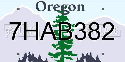 7HAB382 Oregon License Plate
