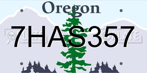 7HAS357 Oregon License Plate