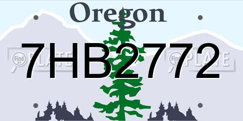 7HB2772 Oregon License Plate