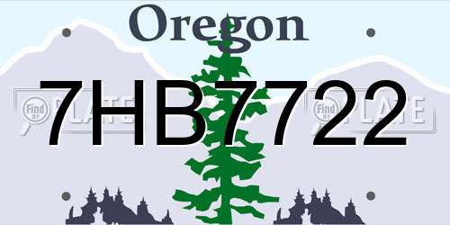 7HB7722 Oregon License Plate