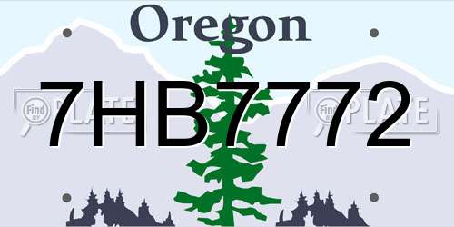7HB7772 Oregon License Plate