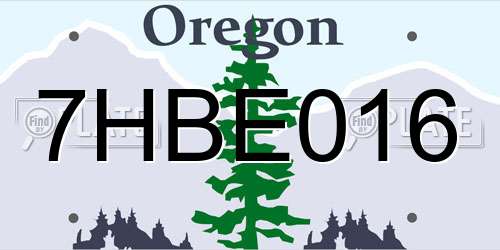 7HBE016 Oregon License Plate