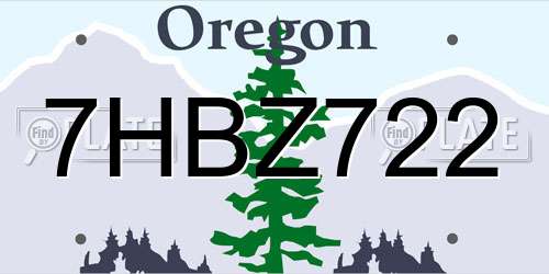 7HBZ722 Oregon License Plate