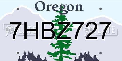7HBZ727 Oregon License Plate