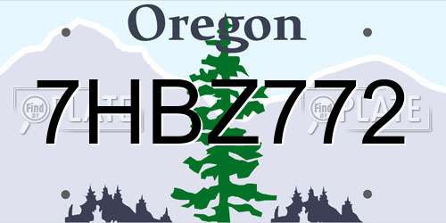 7HBZ772 Oregon License Plate