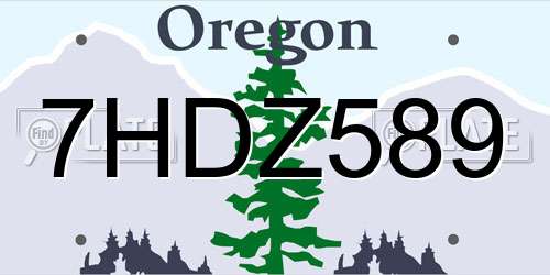 7HDZ589 Oregon License Plate