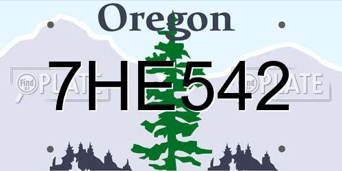 7HE542 Oregon License Plate