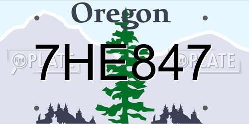 7HE847 Oregon License Plate