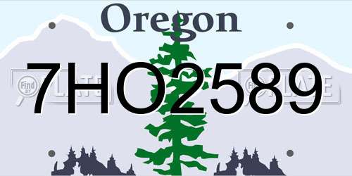 7HO2589 Oregon License Plate