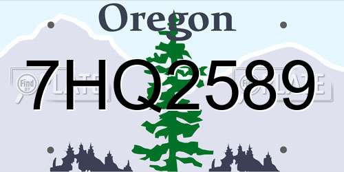 7HQ2589 Oregon License Plate