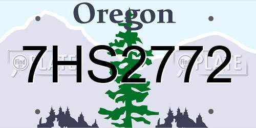 7HS2772 Oregon License Plate