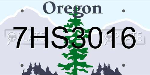 7HS3016 Oregon License Plate