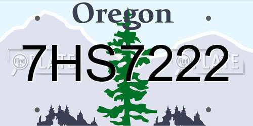 7HS7222 Oregon License Plate