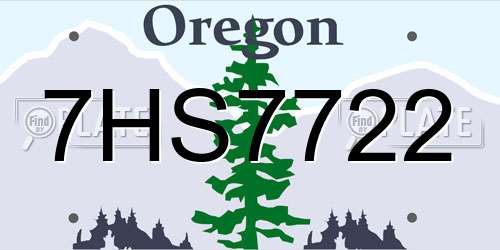 7HS7722 Oregon License Plate