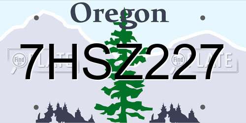 7HSZ227 Oregon License Plate