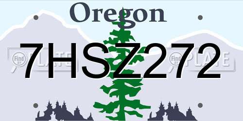 7HSZ272 Oregon License Plate