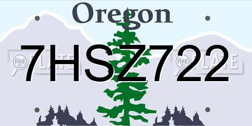 7HSZ722 Oregon License Plate
