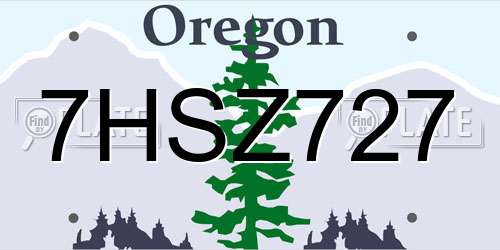 7HSZ727 Oregon License Plate