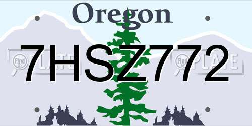 7HSZ772 Oregon License Plate