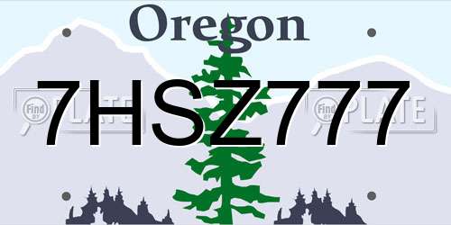 7HSZ777 Oregon License Plate