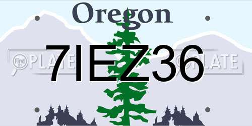 7IEZ36 Oregon License Plate