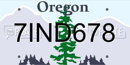 7IND678 Oregon License Plate