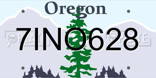 7INO628 Oregon License Plate