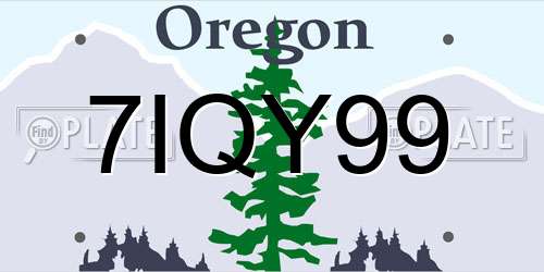 7IQY99 Oregon License Plate