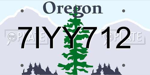 7IYY712 Oregon License Plate