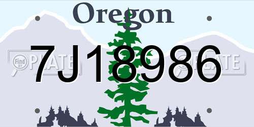 7J18986 Oregon License Plate