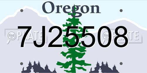7J25508 Oregon License Plate
