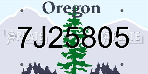 7J25805 Oregon License Plate