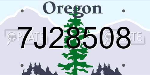 7J28508 Oregon License Plate