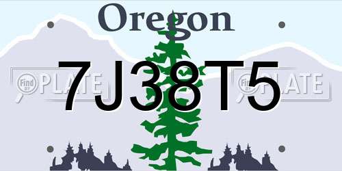 7J38T5 Oregon License Plate