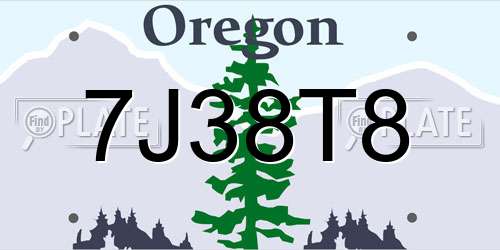 7J38T8 Oregon License Plate