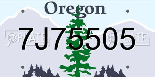 7J75505 Oregon License Plate