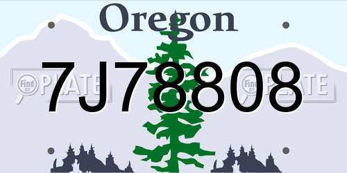 7J78808 Oregon License Plate