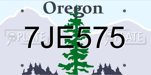 7JE575 Oregon License Plate