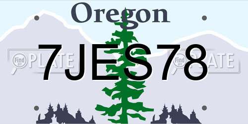 7JES78 Oregon License Plate