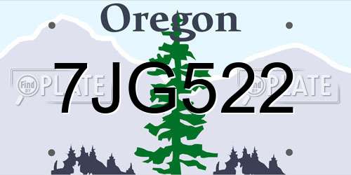 7JG522 Oregon License Plate